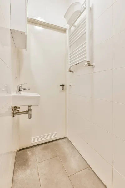 Beautiful Image Bathroom Door Sink White Interior Design House — Stock Photo, Image