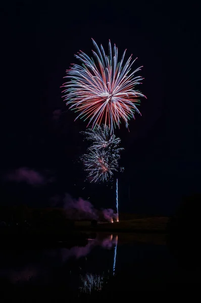 Bizarre Firework Explosions Night Sky — Stock Photo, Image