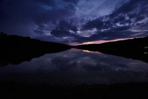 Ein Malerischer Blick Auf Den Ellertshauser See Bei Nacht Bayern — Stockfoto
