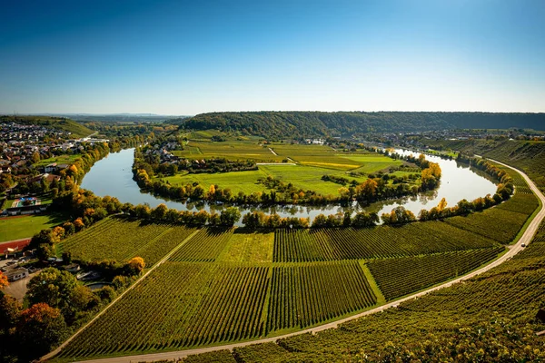 Bucle Del Río Neckar Mundelsheim Alemania Otoño —  Fotos de Stock