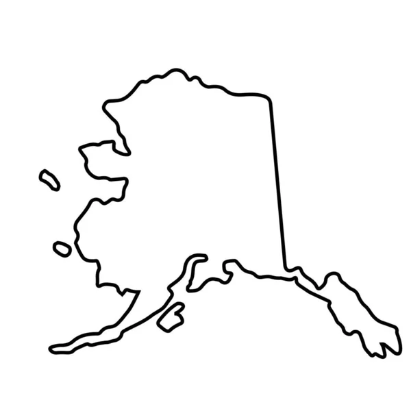 Die Umrisskarte Des Staates Alaska Auf Weißem Hintergrund — Stockfoto