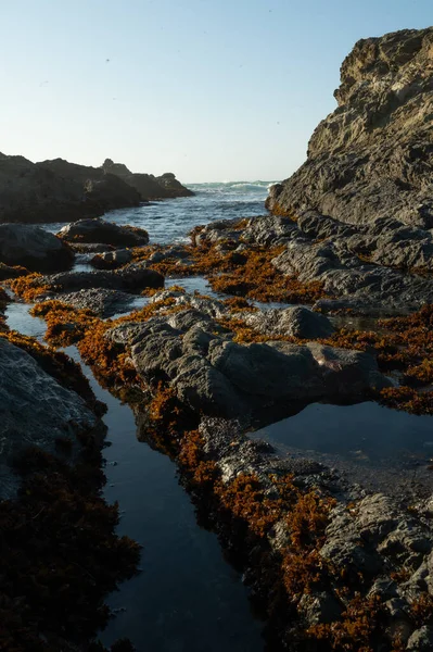 Een Verticaal Schot Van Kliffen Rotsformaties Door Zee — Stockfoto