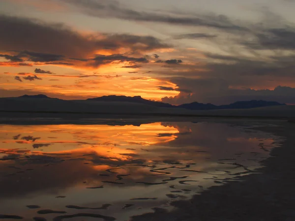 Dramatic Dark Cloudscape Chihuahuan Desert Orange Sunset New Mexico Usa — Φωτογραφία Αρχείου