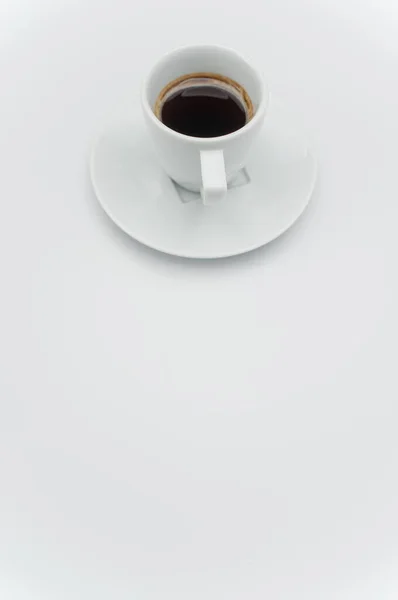 Preto Quente Ristretto Coffe Copo Grés Branco Com Placa Uma — Fotografia de Stock