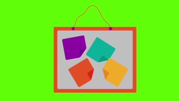 Note Board Stickers Green Screen Animation Vfx — Stock Video