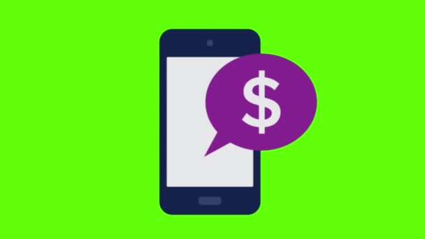 Smartphone Dollar Sign Green Screen Animation Vfx — Stock Video