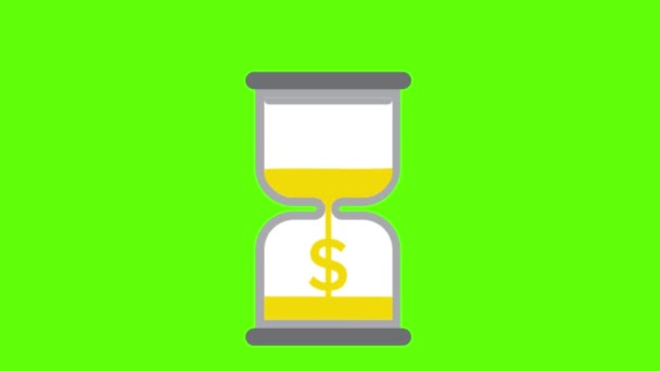 Hourglass Dollar Symbol Icon Flat Illustration Money Bag Icons Web — Stockvideo