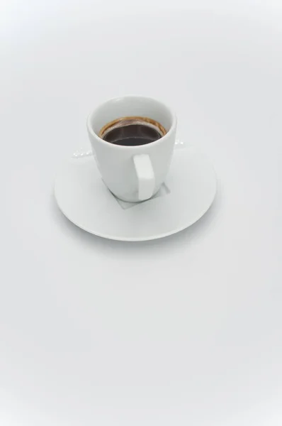 Preto Quente Ristretto Coffe Copo Grés Branco Com Placa Uma — Fotografia de Stock