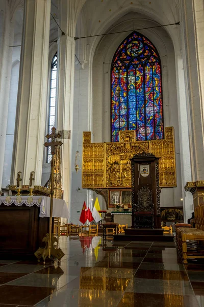 Gdansk Polonia 2021 Interior Basílica Santa María Asunción Santísima Virgen — Foto de Stock