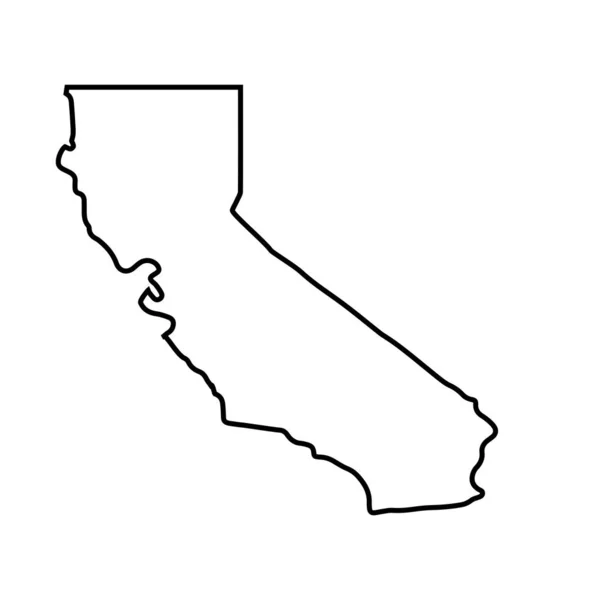 カリフォルニア州の2Dアウトラインマップ白い背景にマップ — ストック写真