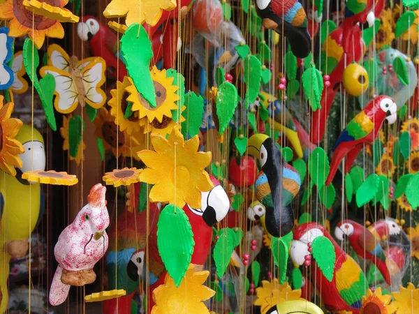 Closeup Shot Colorful Hanging Toys Decorations — Zdjęcie stockowe