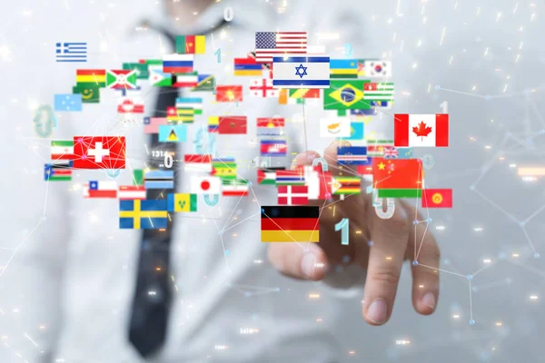 Una Mappa Del Mondo Con Tutti Gli Stati Loro Bandiere — Foto Stock