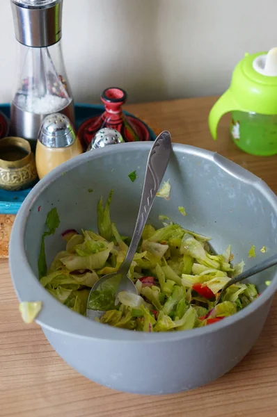 Closeup Bowl Vegetable Salad — Stock Photo, Image