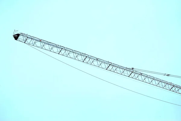 Long Crane Clear Bright Blue Sky Background Sunny Day — Stock Photo, Image
