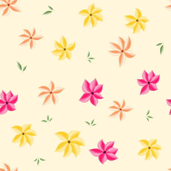 Seamless Floral Patterned Background Green Leaves Colorful Flowers — Stock Photo, Image