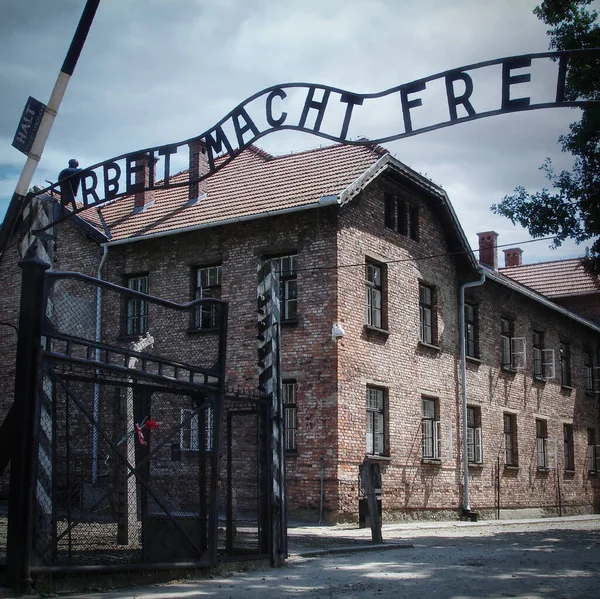 Entrada Campo Concentração Auschwitz — Fotografia de Stock