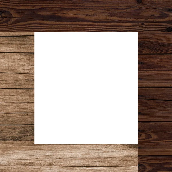 Wooden Photo Frame Template Empty White Center — Stockfoto