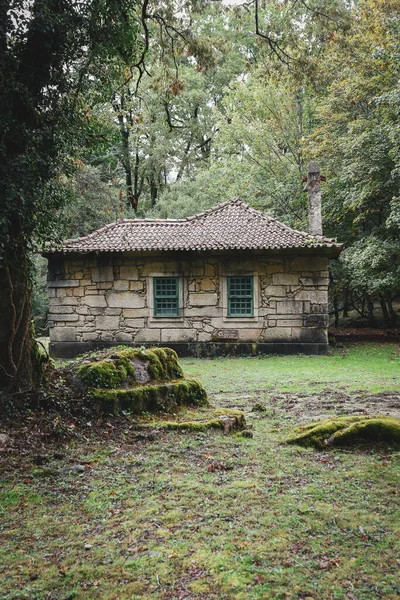 Ένα Κάθετο Πλάνο Ενός Ηλικιωμένου Σπιτιού Που Περιβάλλεται Από Δέντρα — Φωτογραφία Αρχείου