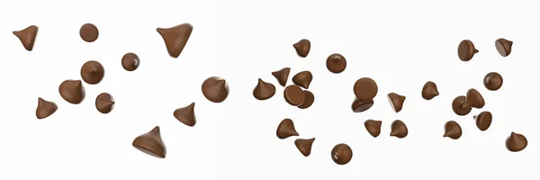 白地に散在するチョコレートチップとモレルのイラスト — ストック写真