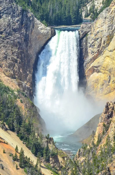 Vertical Shot Lower Falls Yellowstone National Park Wyoming United States — 图库照片
