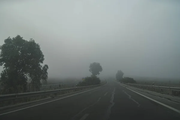 Misty Road Leading Rural Area — Stock Fotó
