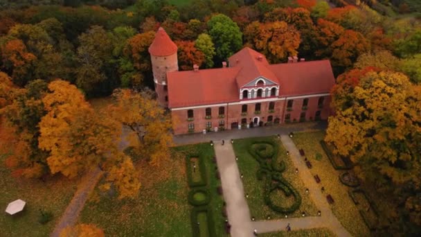 Luchtfoto Van Prachtig Landgoed Het Herfstlandschap — Stockvideo