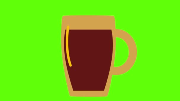 Стеклянная Чашка Чая Зеленый Экран Анимации Vfx — стоковое видео
