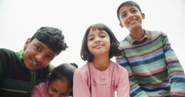 Group Happy Indian Children — Stock Video