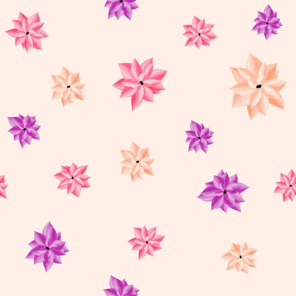 Ein Nahtlos Blumig Gemusterter Hintergrund Rosa Und Lila Blumen — Stockfoto