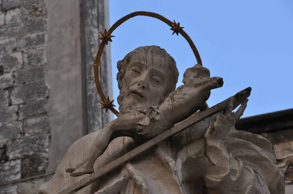 Una Vecchia Statua Nello Storico Convento Carmo Lisbona Portogallo — Foto Stock