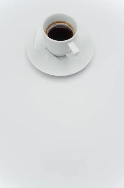 Preto Quente Ristretto Coffe Copo Grés Branco Com Placa Uma — Fotografia de Stock