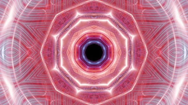 Eine Wiedergabe Cooler Futuristischer Kaleidoskopmuster Leuchtenden Lila Und Rosa Farben — Stockfoto