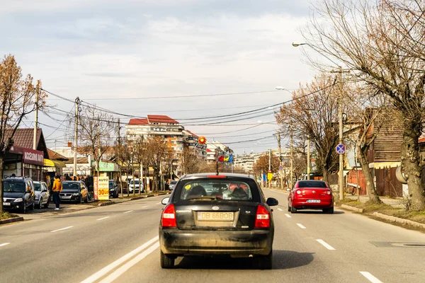 Bukarest Rumänien 2021 Mehrere Autos Straßenverkehr Targoviste Rumänien Von Der — Stockfoto