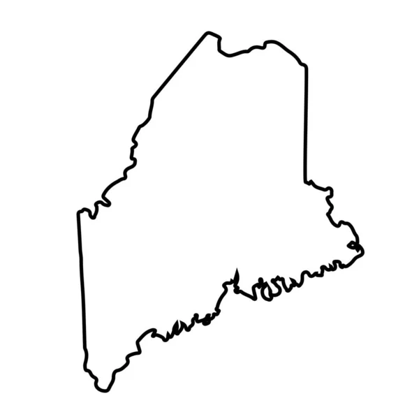 Die Umrisskarte Des Staates Maine Auf Weißem Hintergrund — Stockfoto