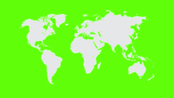 Карта Світу Анімація Зеленого Екрану Vfx — стокове відео