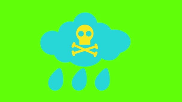 Nube Lluvia Con Signo Muerte Animación Pantalla Verde Para Vfx — Vídeos de Stock