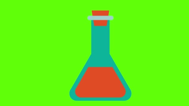 Pictogram Laboratoriumreageerbuis Platte Illustratie Van Chemische Kolf Pictogrammen Voor Web — Stockvideo