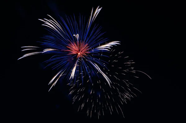 Egy Varázslatos Tűzijáték Robbant Fel Fekete Háttérben — Stock Fotó