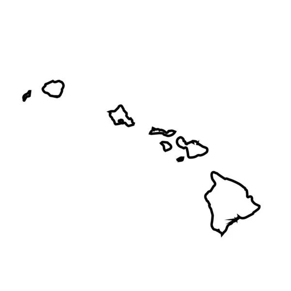 Χάρτης Περίγραμμα Κατάσταση Της Χαβάης Λευκό Φόντο — Φωτογραφία Αρχείου