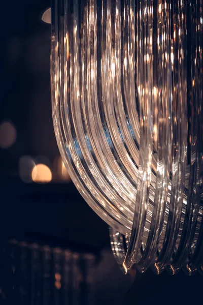 Vertical Shot Lit Chandelier Bokeh Lights Effect Background — Stock Photo, Image