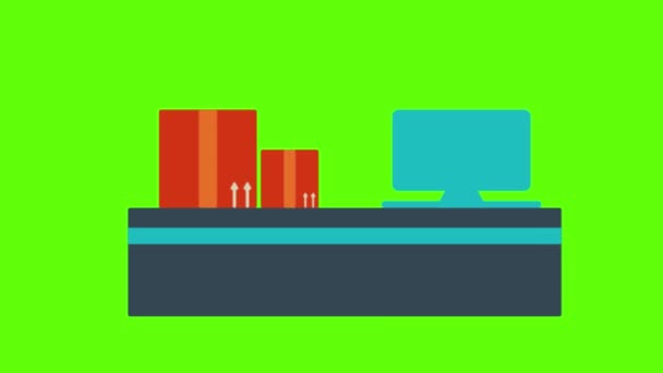 Робочий Стіл Зелений Екран Анімації Vfx — стокове відео