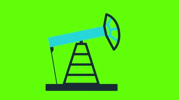 Green Energy Tower Plant Icon Isolated Blue Background Illustration — Video Stock