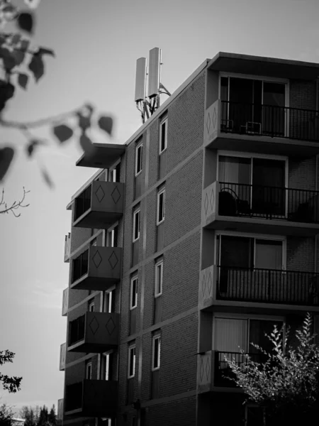 Black White Shot Apartment Building Calgary Alberta — Foto de Stock