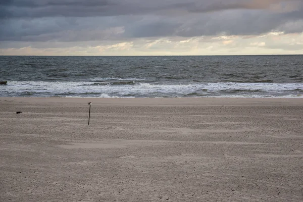 Scenic View Sandy Beach Sunset Sky Background — Fotografia de Stock