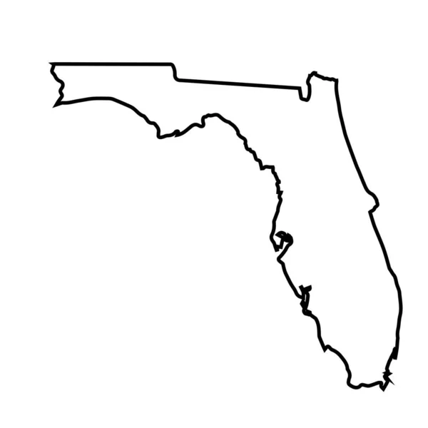 フロリダ州の2Dアウトラインマップ白い背景 — ストック写真