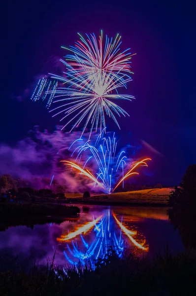 Enchanting Colorful Firework Show Night Sky — Stock Photo, Image