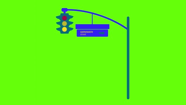 Traffic Lights Green Screen Animation Vfx — Stock Video