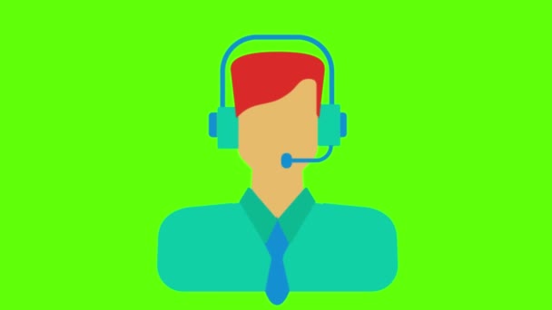 Call Center Worker Green Screen Animation Vfx — Stock Video