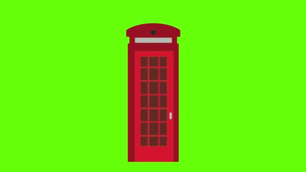 British Street Telephone Cabin Green Screen Animation Vfx — Stock Video