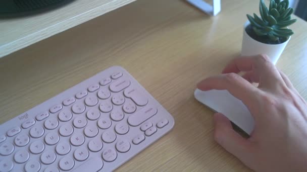 Konsep Bisnis Manusia Menggunakan Laptop Dan Kalkulator Atas Meja Kayu — Stok Video